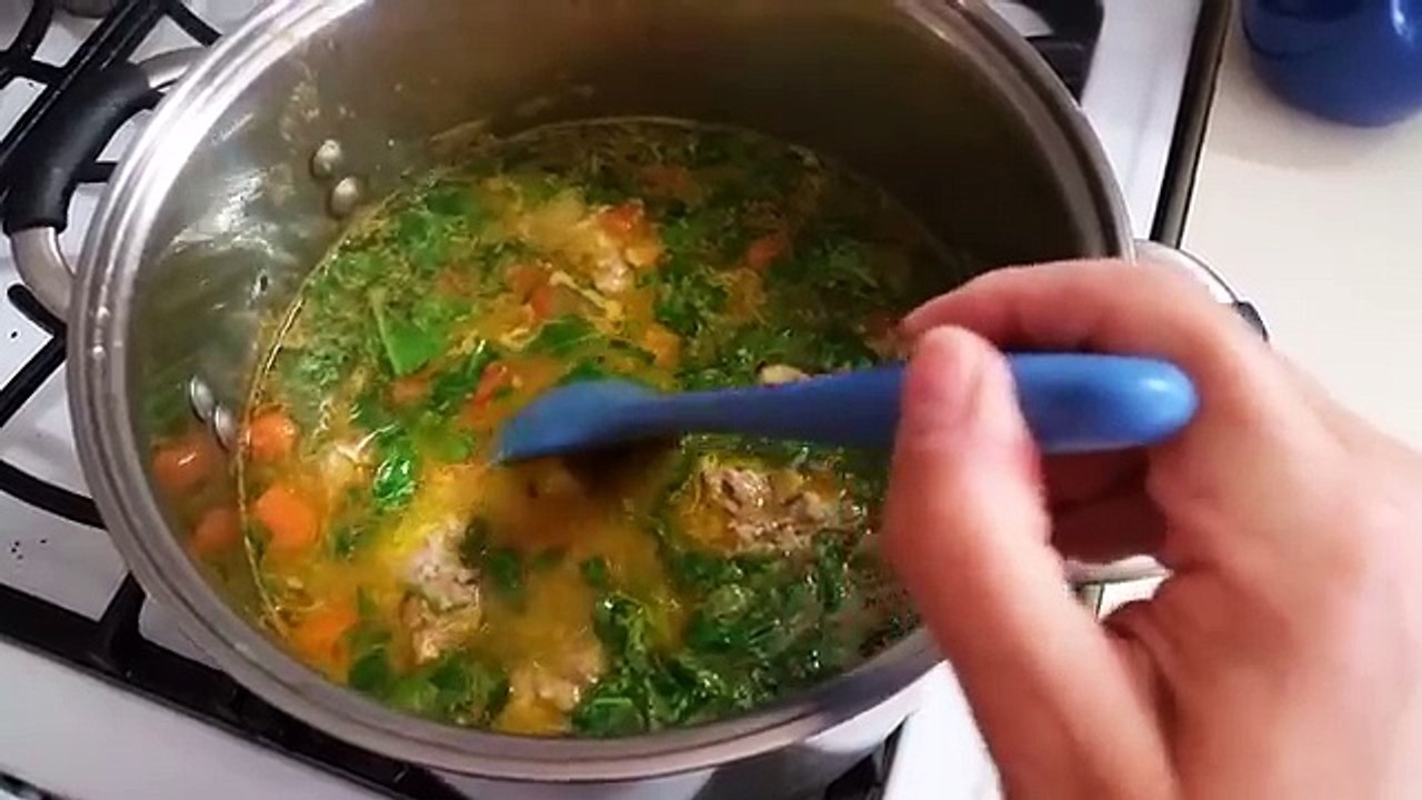 Albondigas soup with bone broth