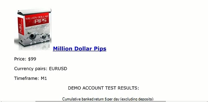 Forex robots for trade. Testing. Million Dollar Pips