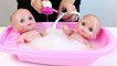 Twin Baby Dolls Bathtime Lil Cutesies Babies Bathtube w/ Shower How to Bath a Baby Doll Toy Vid