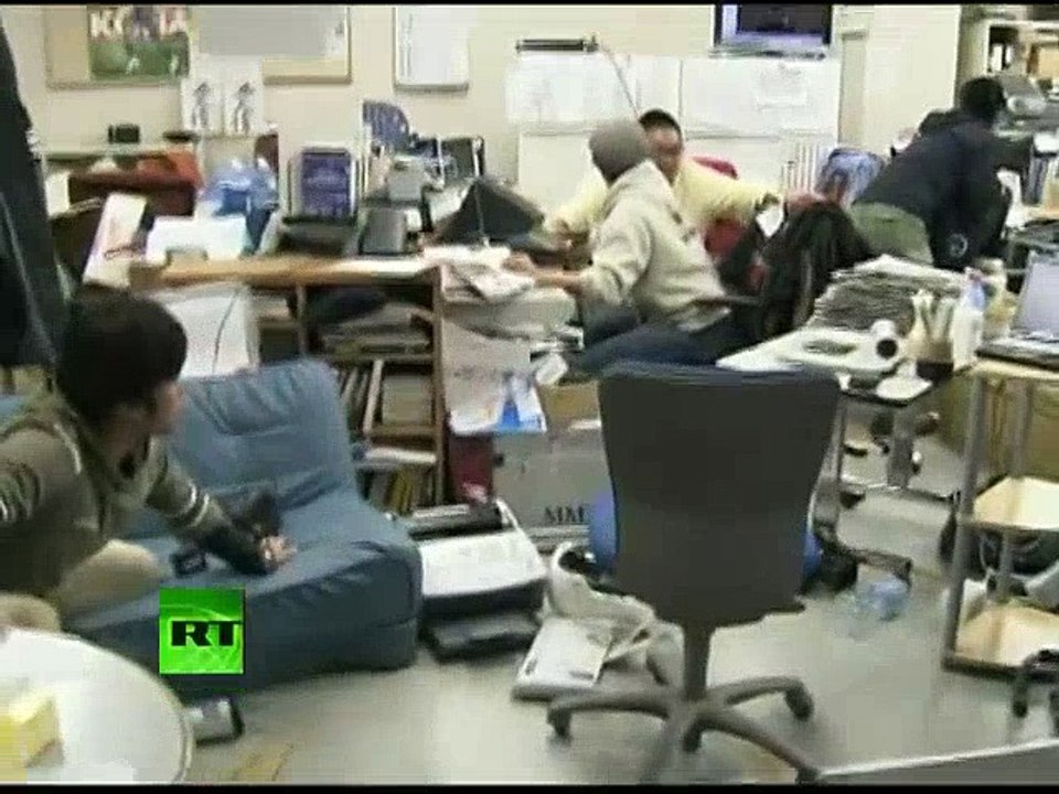 Dramatic footage of TV newsroom violently shaken by 7.4 quake in Japan  Disastrous Earthquakes