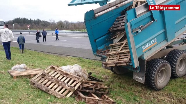 Cléden-Poher (29). Barrage filtrant dans le sens Carhaix-Châteaulin