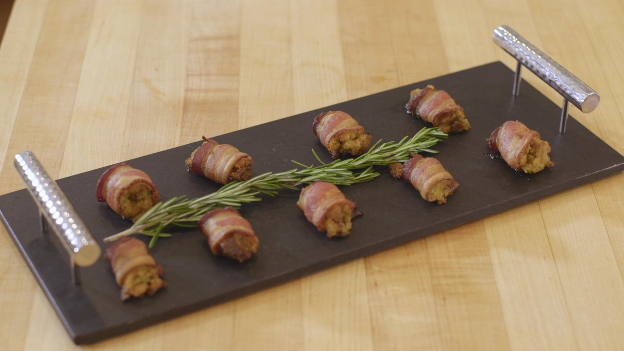 Bacon-wrapped stuffing bites