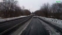 Subaru Impreza wrx sti 360 overtake slide icy road Winter Russia 2015