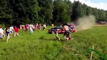 Spectators Flee From Out Of Control Rally Car