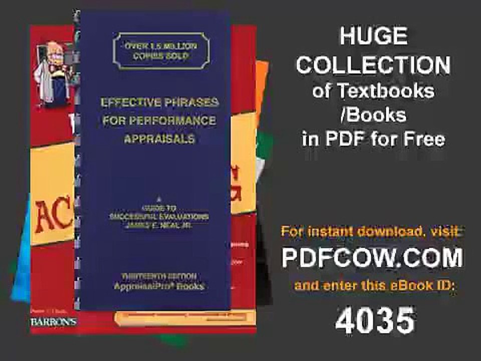 Effective Phrases for Performance Appraisals A Guide to Successful Evaluations (Neal, Effective P...
