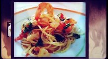 Ricetta veloce spaghetti ai frutti di mare,Quick recipe spaghetti with seafood,快速配方面条用海鲜