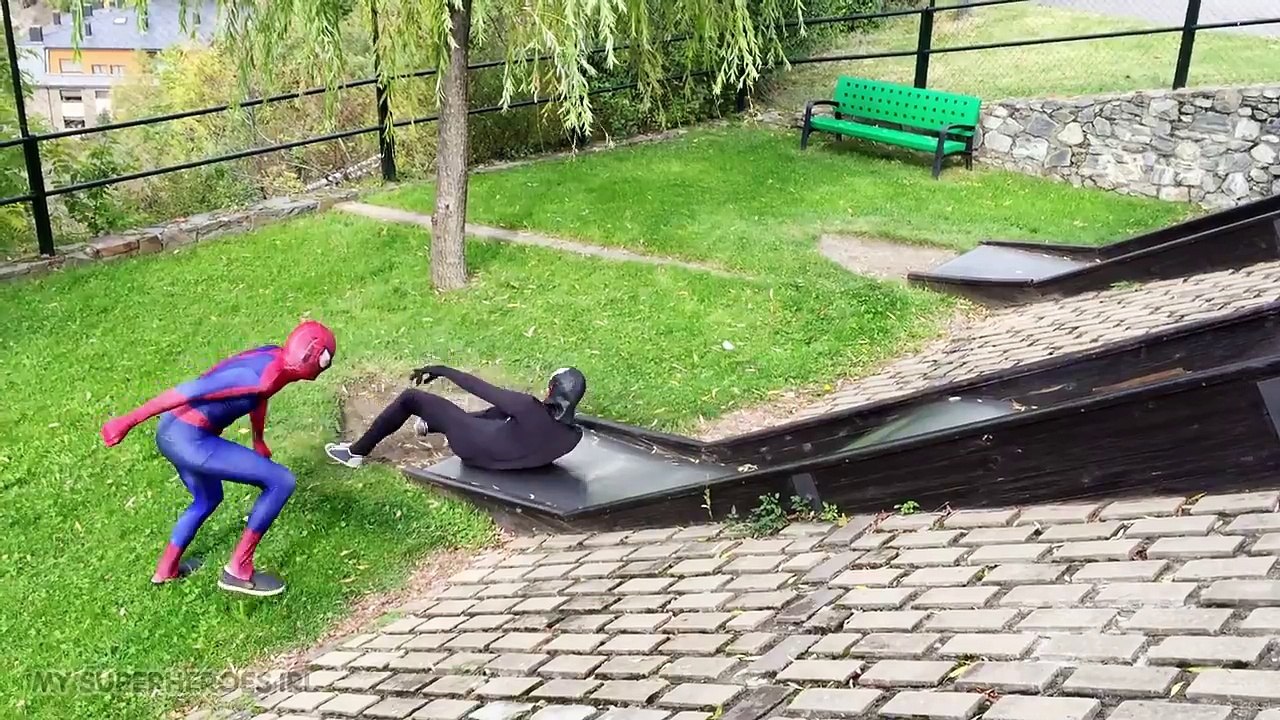 Spiderman PLAYTIME w/ Venom (Real Life) - FUN Playground Toboggan PARTY!