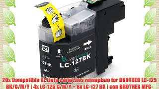 20x Compatible XL tinta cartuchos reemplazo for BROTHER LC-125 BK/C/M/Y | 4x LC-125 C/M/Y