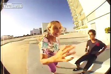 Crazy Lady Tries To Steal Kid's Skateboard!
