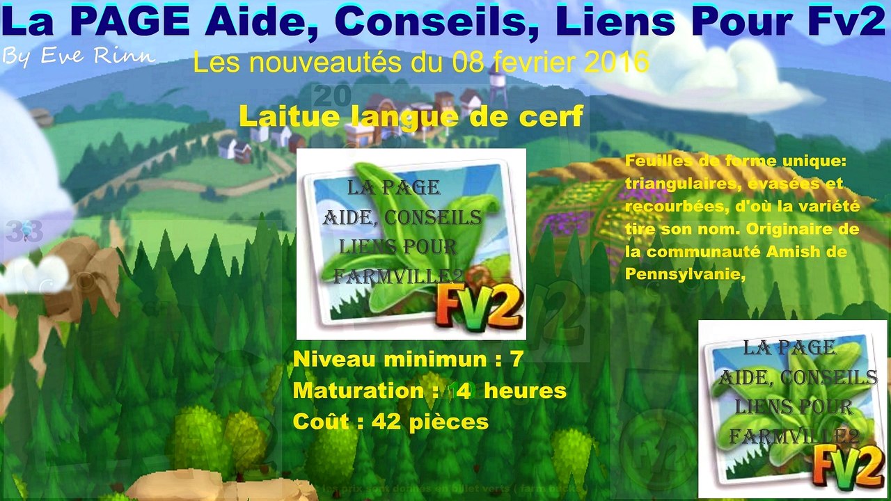 Farmville 2 Laitue Langue de Cerf et les nouveautés du 08 février 2016