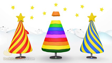 3D Rainbow Christmas Tree for Children to Learn Colors with Funny Mr Surprise Eggs [DuckDuckKidsTV]