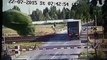 Truck crashed in an accident with train - Driver survived miraculously