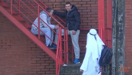 Arab with backpack bomb, crazy prank in Croatia