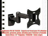 PureMounts PM-LM-TS32EB - Soporte de Pared para TV y Monitor - inclinable giratorio plano ultrafino