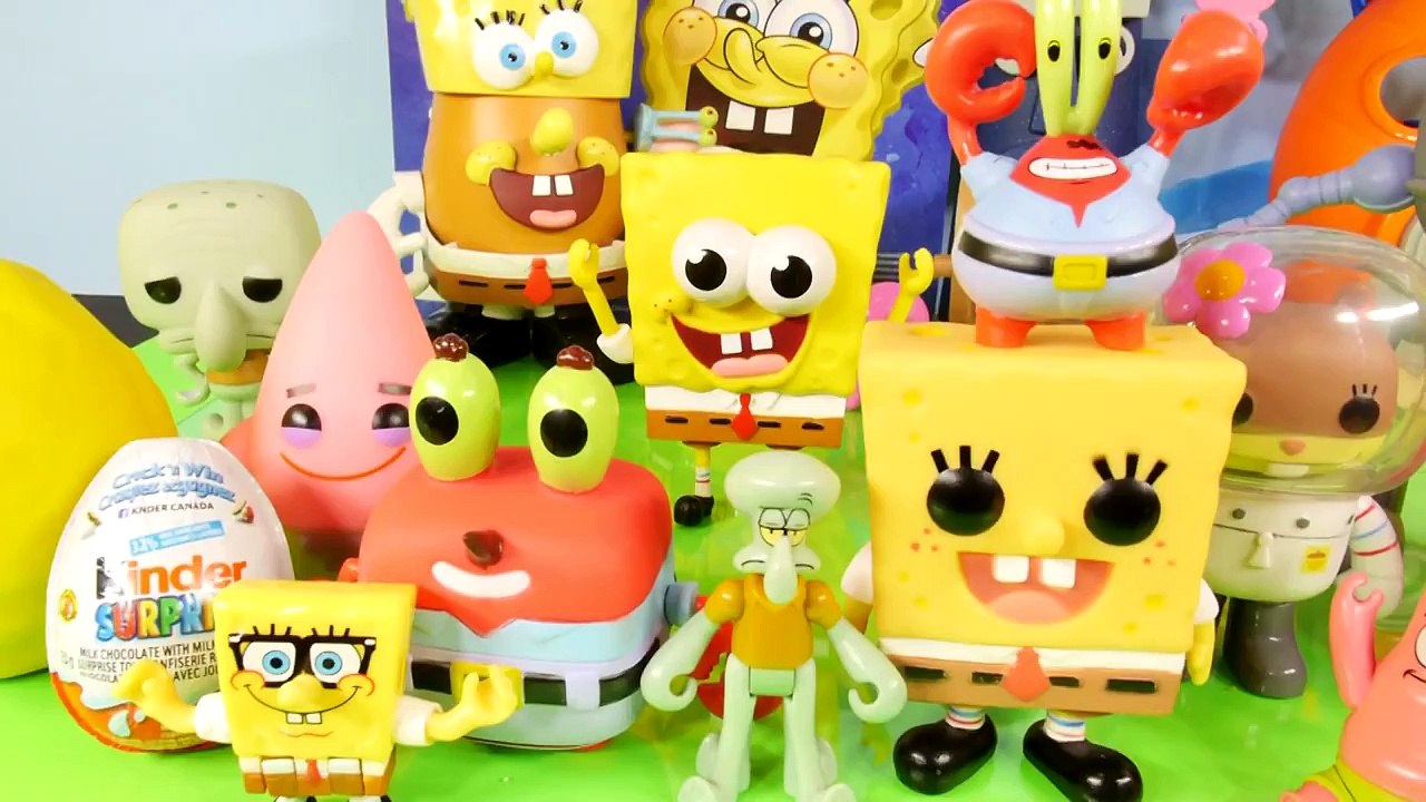 Spongebob Squarepants Full Pop Figure Set + Play Doh Eggs Kinder Surprise Egg Disney Cars Toy Club