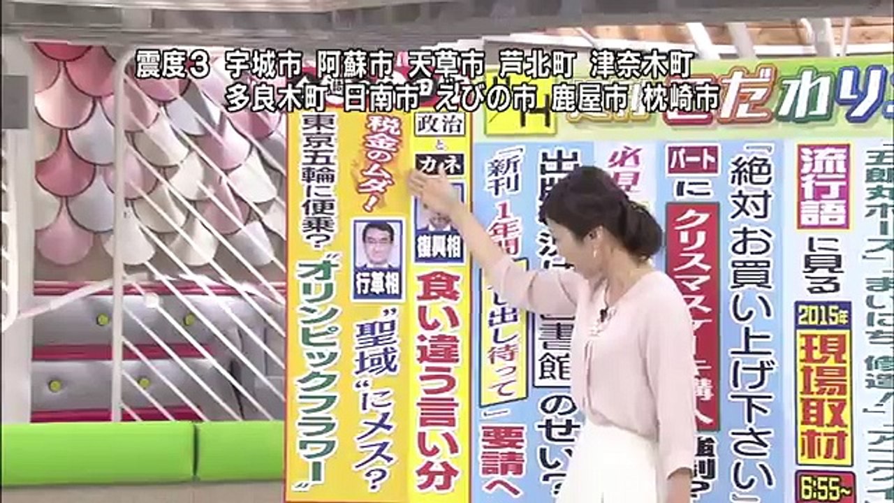 あさチャン！サタデー 545 2015年11月14日 『また税金ムダ遣い？ 花に1億円は五輪便乗か』 1080p