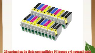 20 cartuchos de tinta compatibles (4 juegos y 4 negras) para Epson Stylus D68 D88 DX3800 DX3850