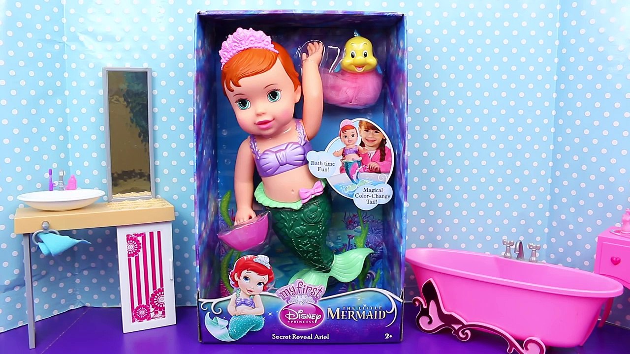 Ariel Color Changing Mermaid Doll Bubble BATH TIME Secret Reveal The Little Mermaid + Surp