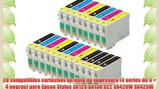 20 compatibles cartuchos de tinta de impresora (4 series de 4   4 negras) para Epson Stylus