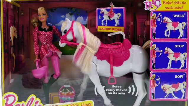 Barbies Remote Control Train & Ride Horse - Barbie Doll Training Pony Toy Unboxing