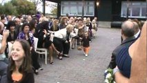 Funny Flower Girls at Fall Wedding