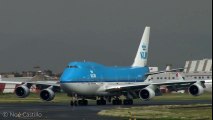 KLM Boeing 747-400 Landing with turbulence at Mexico City Airport  Crosswind Landing