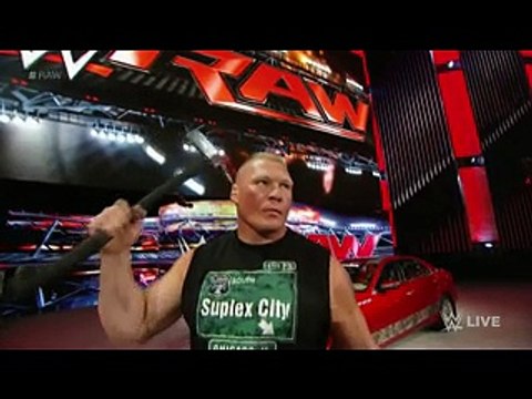 Brock Lesnar destroys J&J Security's prized Cadillac- Raw_ July 6_ 2015