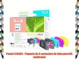 Peach 316405 - Paquete de 5 cartuchos de tinta para HP multicolor