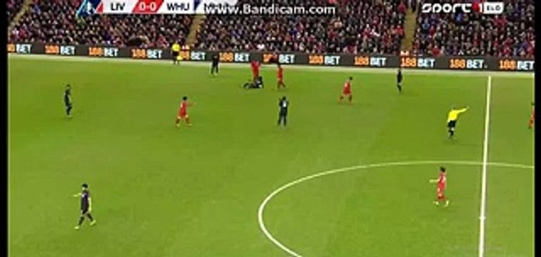 Jordan Ibe 1st Super Chance To Score Liverpool 0-0 West Ham 30-01-2016