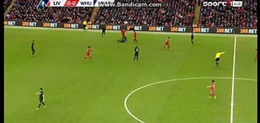 Jordan Ibe 1st Super  Chance To Score Liverpool 0-0 West Ham 30-01-2016