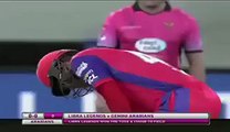Sehwag hits first ball of th Six in MCL 2020 Gemini Arabians vs Libra Legends.