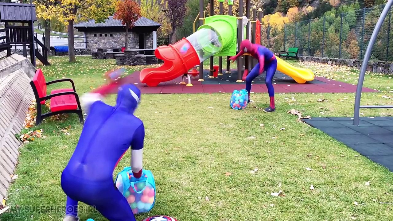 Spiderman vs Venom vs Captain America in Real Life - Superhero Fights Movie