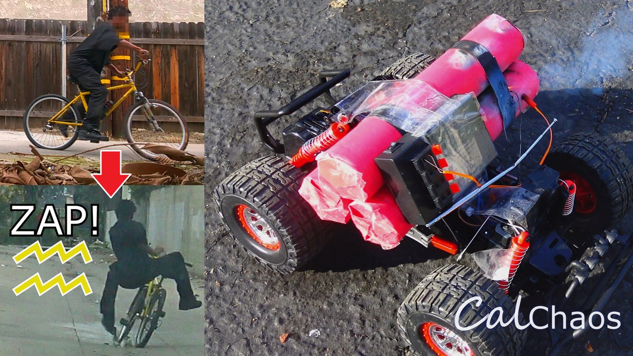 Stun Gun Gun Bike Seat With Rc Car Bomb Prank In The Hood! Appâts Vélo