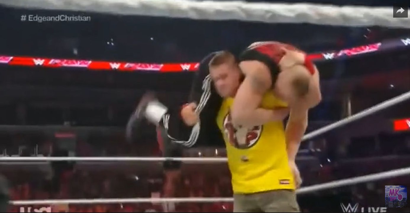 John Cena save Edge from Brock Lesnar RAW 30_12_2014