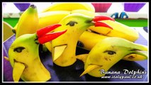 Art In Banana Show - Fruit Carving Yellow Dolphins Garnish