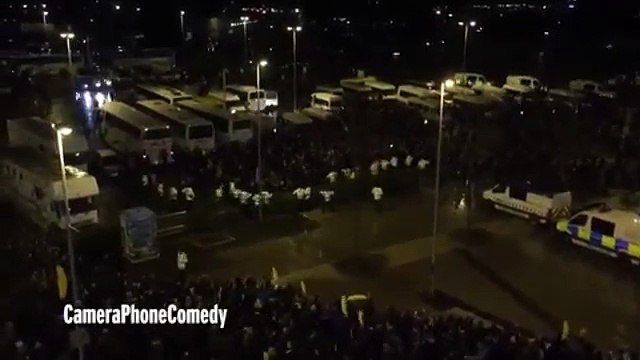 Manchester City and Everton fans' tense stand off caught on camera after League Cup semi final (Latest Sport)