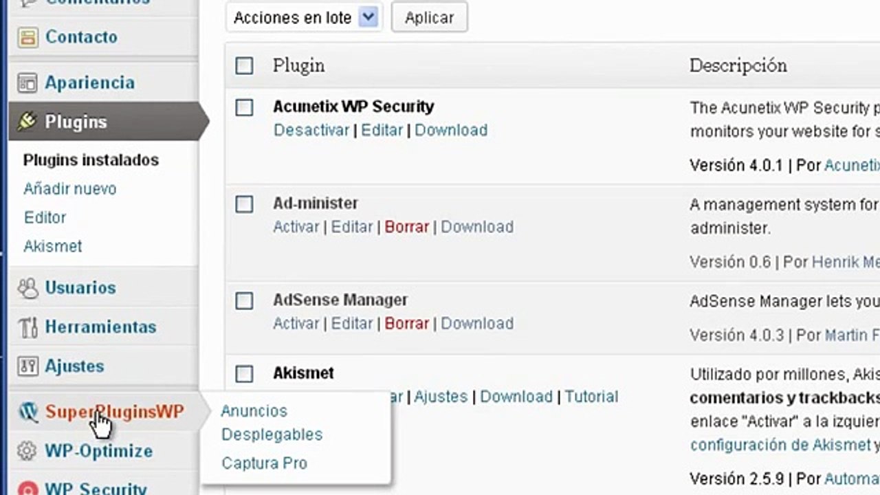 Anuncios desplegables  Plugin WordPress
