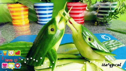 Art In Cucumber Dolphin - Vegetable Carving _ Cucumber Sushi Garnish