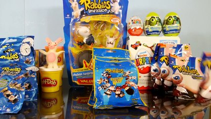 Play Doh Rabbids 10 Surprise Blind Bags + Kinder Surprise Egg - Playdough By Disney Cars Toy Club