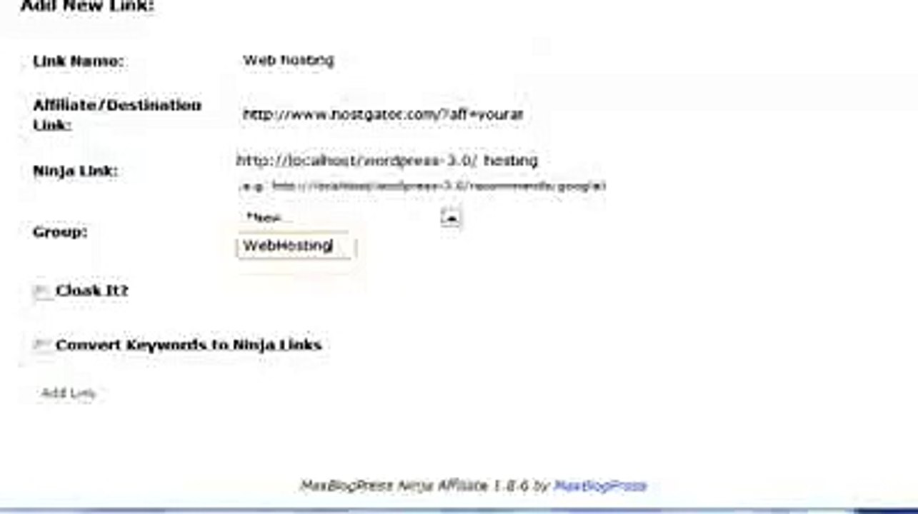 MaxBlogPress Ninja Affiliate Wordpress Affiliate Link Management Plugin 72