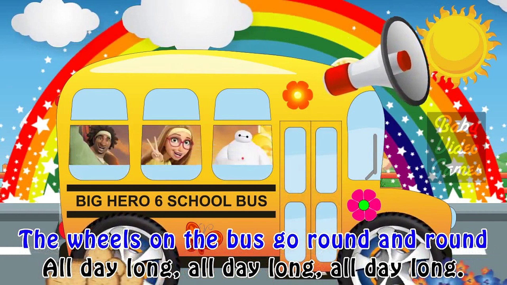 Wheels On The Bus Big Hero 6 Big Hero 6 And Baymax School Bus Song Dailymotion Video