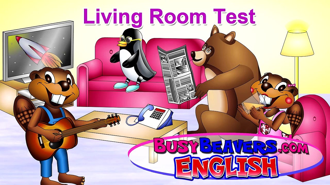 “Living Room Test” (Level 1 English Lesson 35) CLIP - House Vocabulary, Learn English, Kids