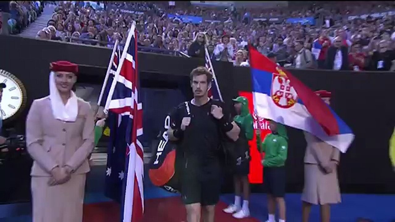Djokovic and Murray enter Rod Laver Arena (Final) | Australian Open 2016 (720p Full HD)