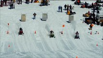 Snowmobile Hill Drag Racing w/ Crash