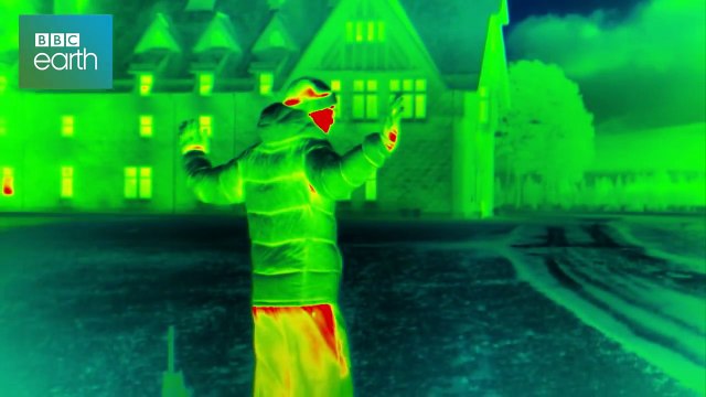 Torse nu sous -15°C dans la neige, filmé avec une caméra thermique