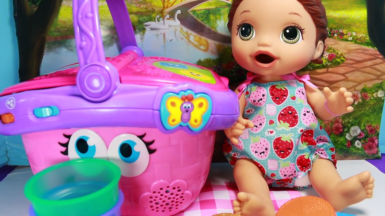 Baby Alive Play-Doh EATING Lily SURPRISE TOYS LeapFrog Picnic Basket Educational Learn Colors Shapes