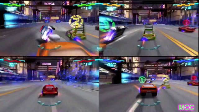 Cars 2 The Video Game SNOT ROD vs WINGO vs DRAGON MCQUEEN vs FINN AIRPORT SECURITY 4 Player