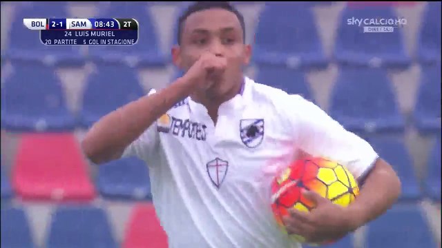 2-1 Luis Muriel Goal Italy Serie A - 31.01.2016, Bologna FC 2-1 Sampdoria