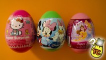 3 Surprise Eggs Unboxing: MICKEY MOUSE MINNIE, HELLO KITTY & DISNEY PRINCESS | Toy Collector