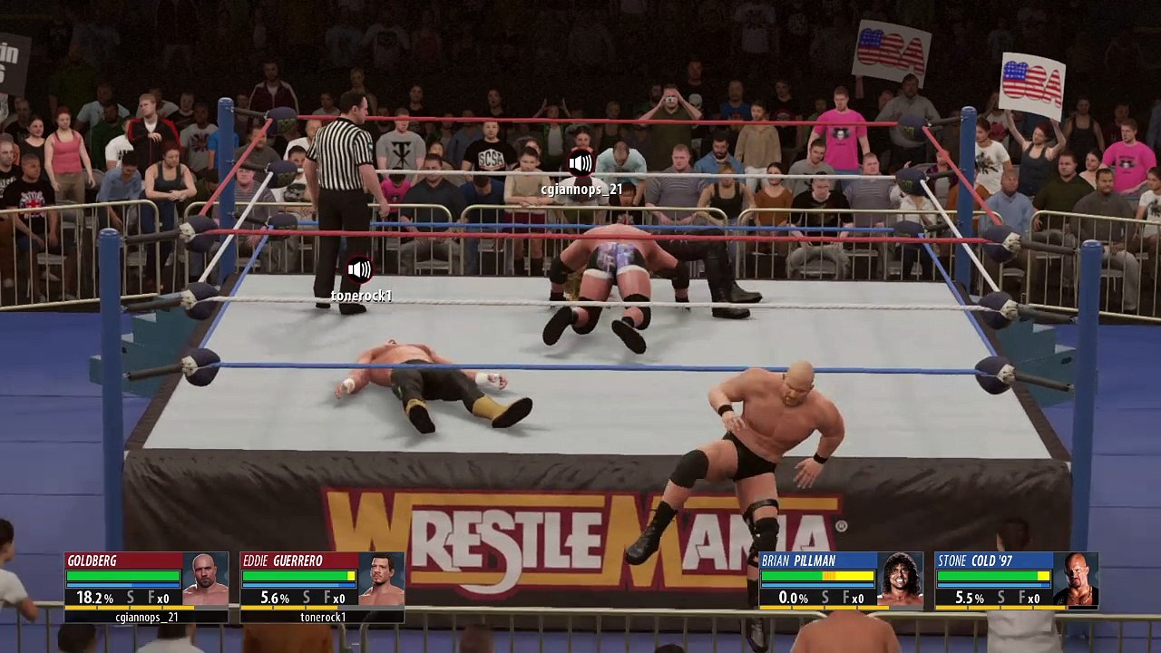 WWE 2K16 Goldberg & Eddie Guerrero vs Brian Pillman & Stone Cold